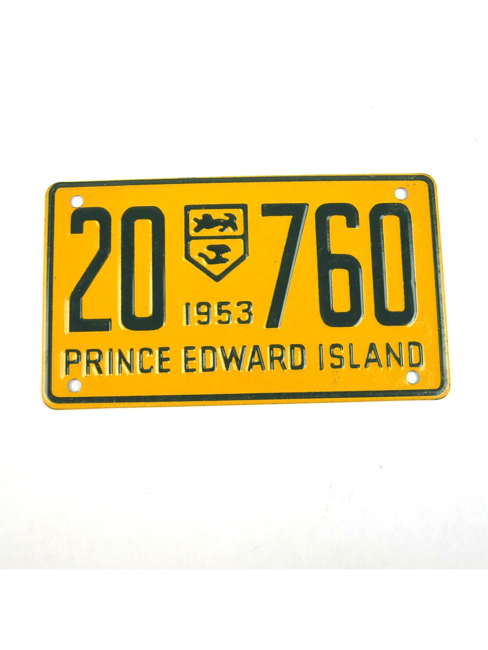 Vintage 1953 Wheaties Cereal Prince Edward Island Metal Bicycle License Plate